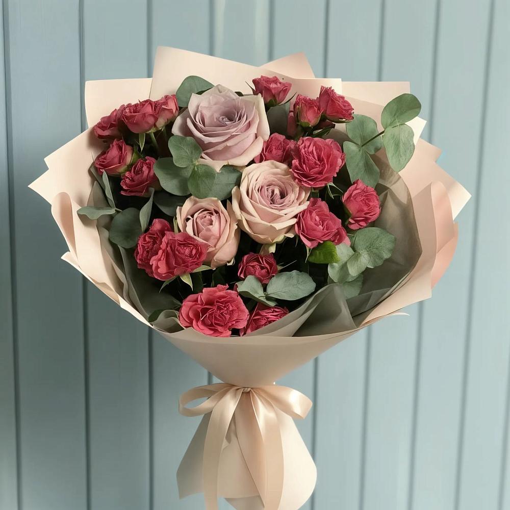 Букет цветов из: Гвоздики и Розы в Кокуй