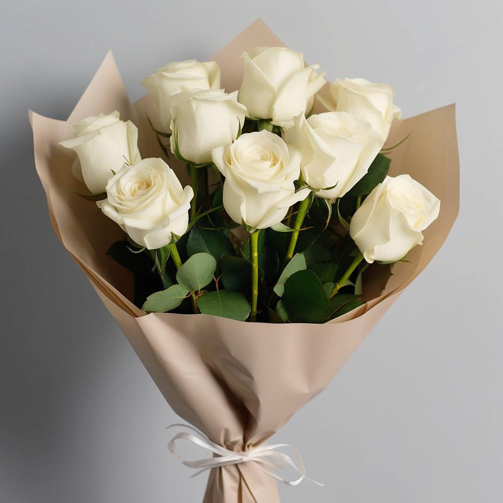 Букет 9 Белых роз Эдлесс Лав в Кокуй