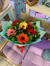 Букет цветов из:  Герберы, Хризантемы и Альстромерии #REPLACE_PRED# Кокуй