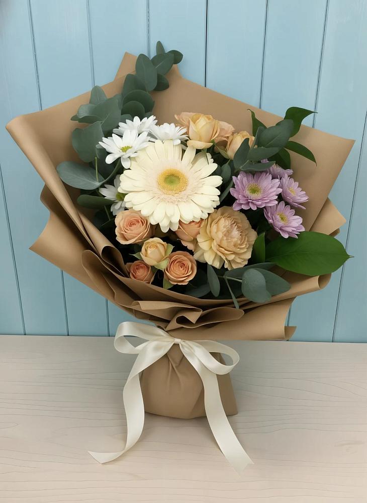 Букет цветов из: Герберы и Хризантемы в Кокуй