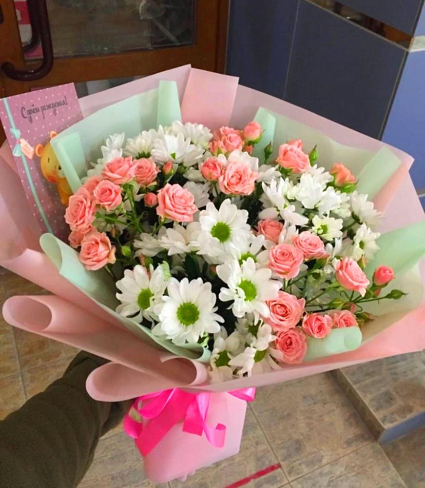 Букет цветов из: Розы и Хризантемы в Кокуй