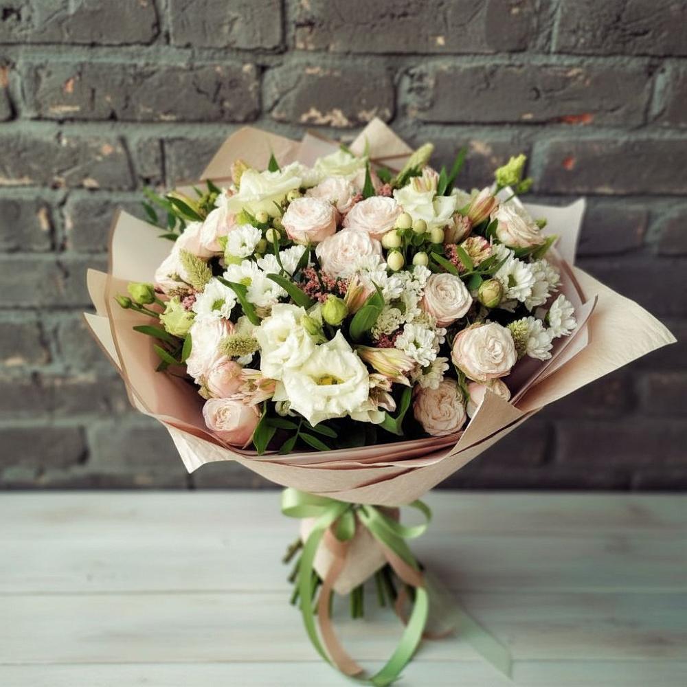Букет цветов из: Альстромерии, Розы и Хризантемы в Кокуй