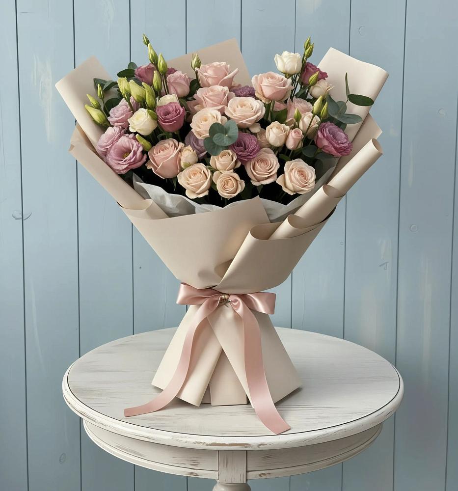 Букет цветов из: Розы и Лизиантусы в Кокуй