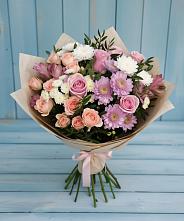 Букет цветов из:  Хризантемы, Розы и Альстромерии в Кокуй