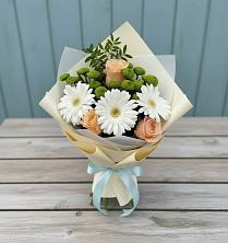 Букет цветов из:  Герберы, Розы и Хризантемы в Кокуй