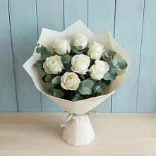 Букет Белые розы в Эвкалипте #REPLACE_PRED# Кокуй